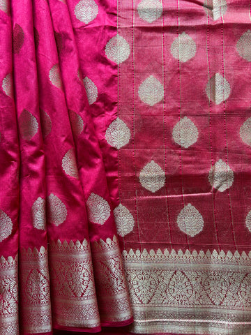 Cotton Silk Butti Jari Saree - Pink