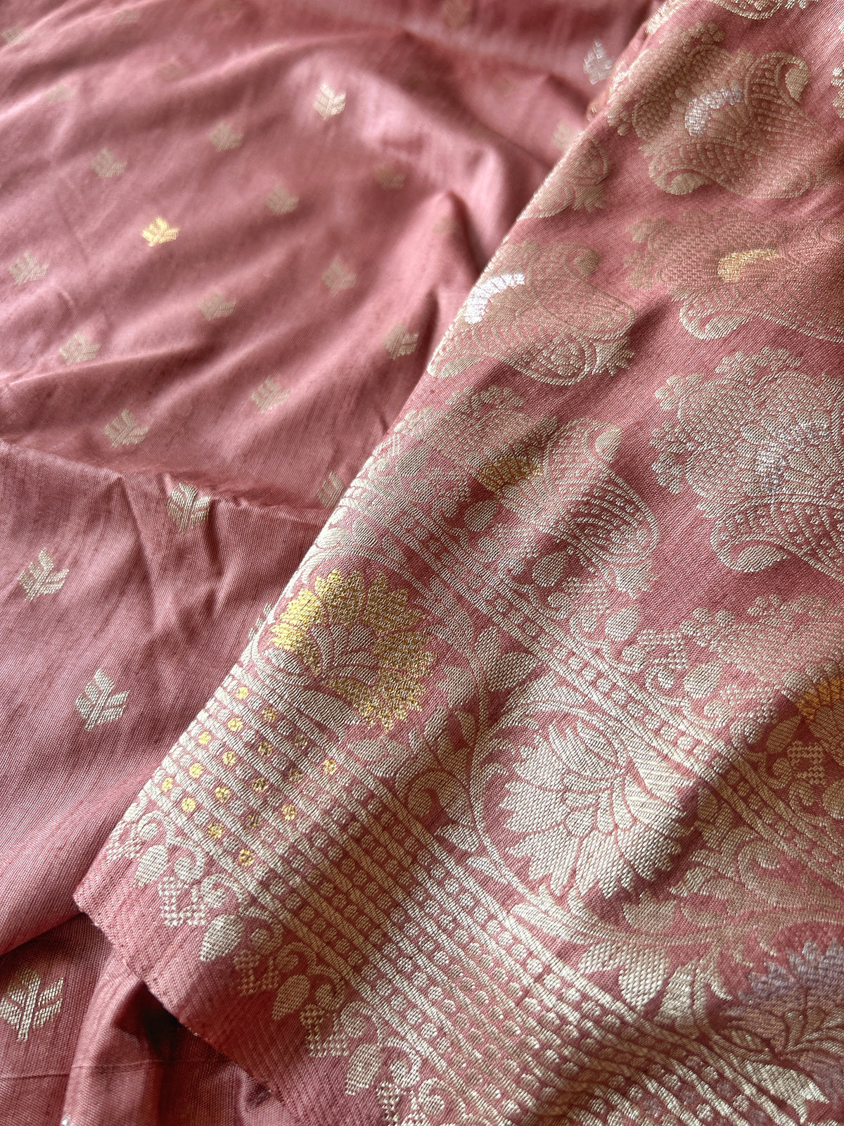 Malai Silk Saree - Peachy Coral