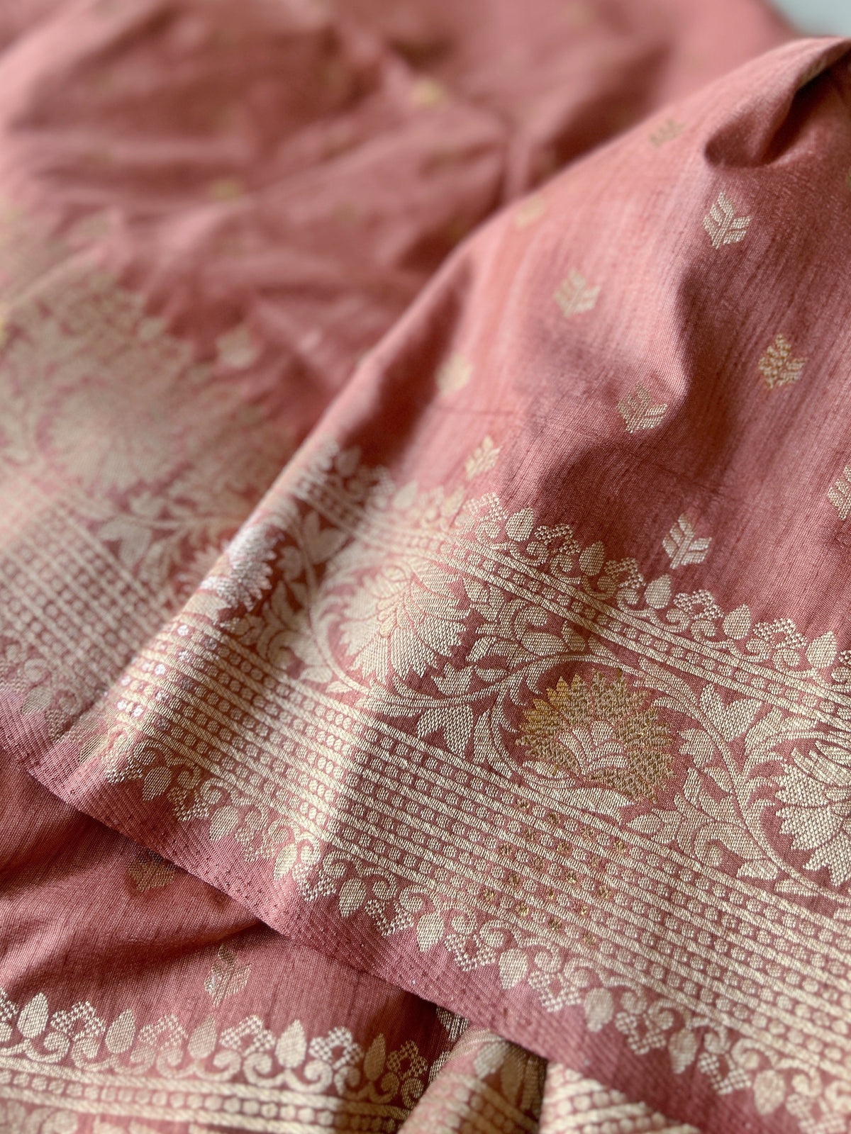 Malai Silk Saree - Peachy Coral
