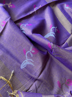 Handwoven Saree with Floral Motifs - Purple
