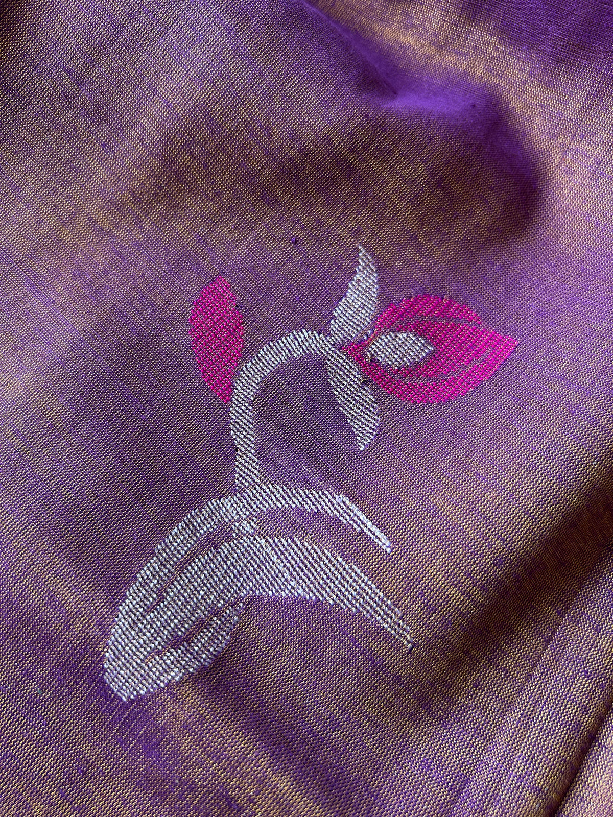 Handwoven Saree with Floral Motifs - Purple