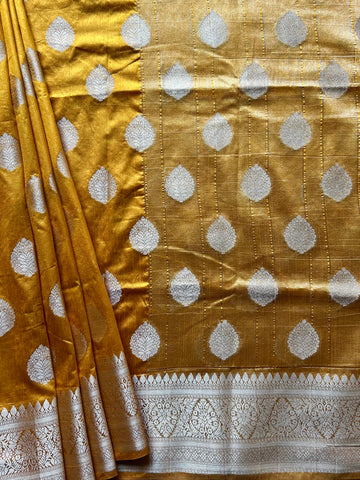 Cotton Silk Butti Jari Saree - Yellow