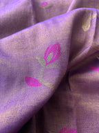 Handwoven Saree with Floral Motifs - Purple