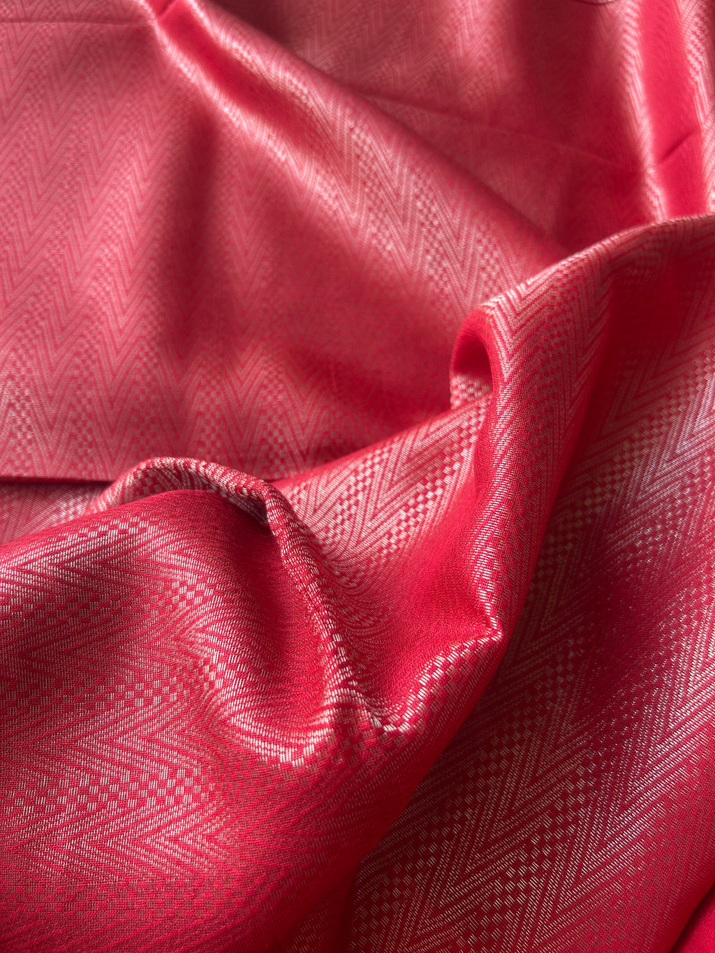 Handwoven Saree with Geometric Motifs - Red