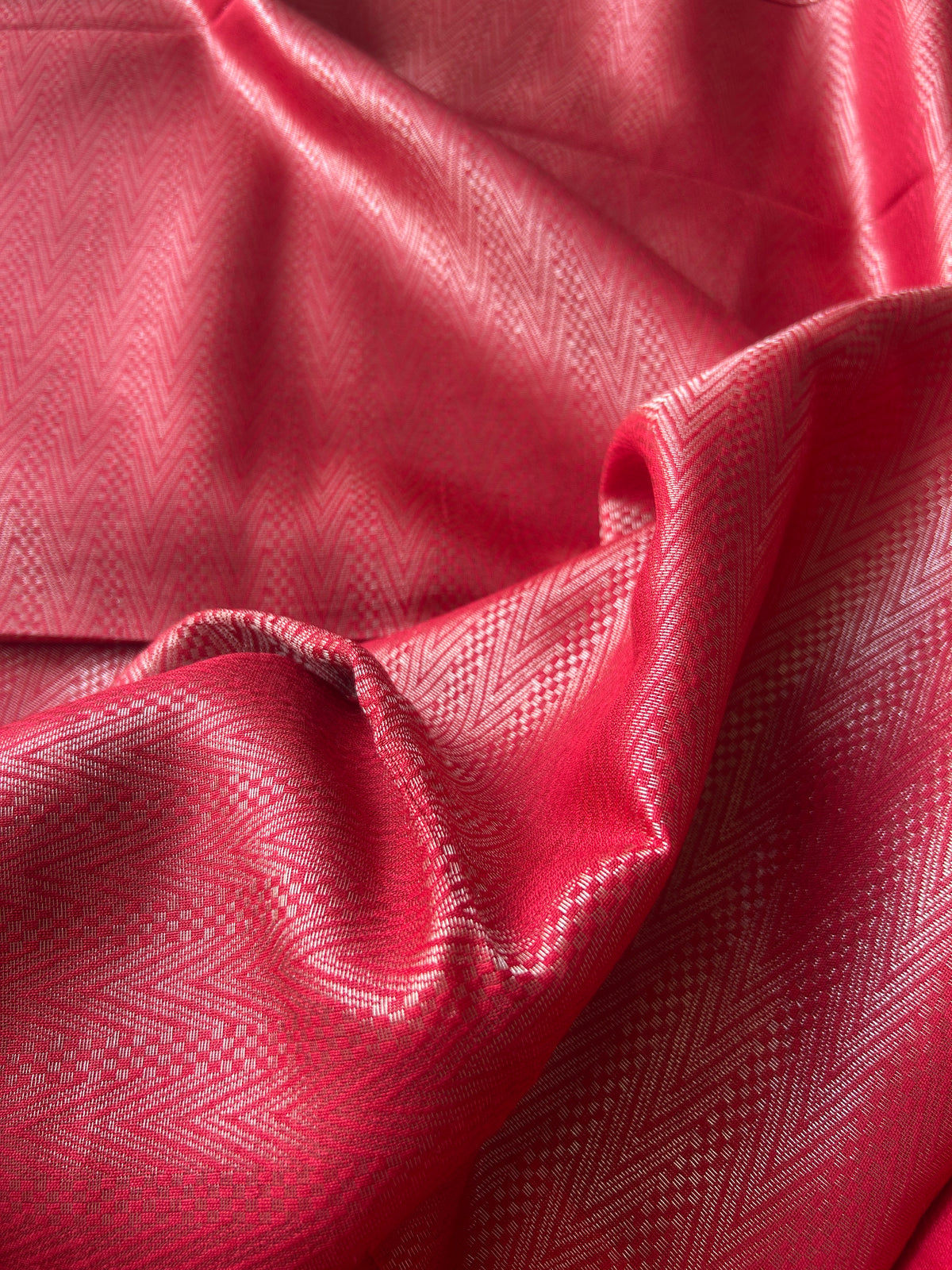 Handwoven Saree with Geometric Motifs - Red