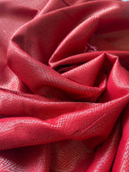 Handwoven Saree with Geometric Motifs - Red