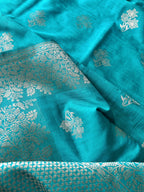 Flower Motif Cotton Silk - Turquoise
