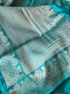 Flower Motif Cotton Silk - Turquoise