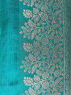 Flower Motif Cotton Silk - Turquoise
