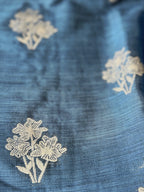Flower Motif Cotton Silk - Navy Blue