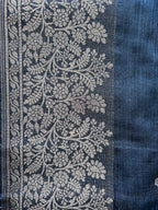Flower Motif Cotton Silk - Navy Blue