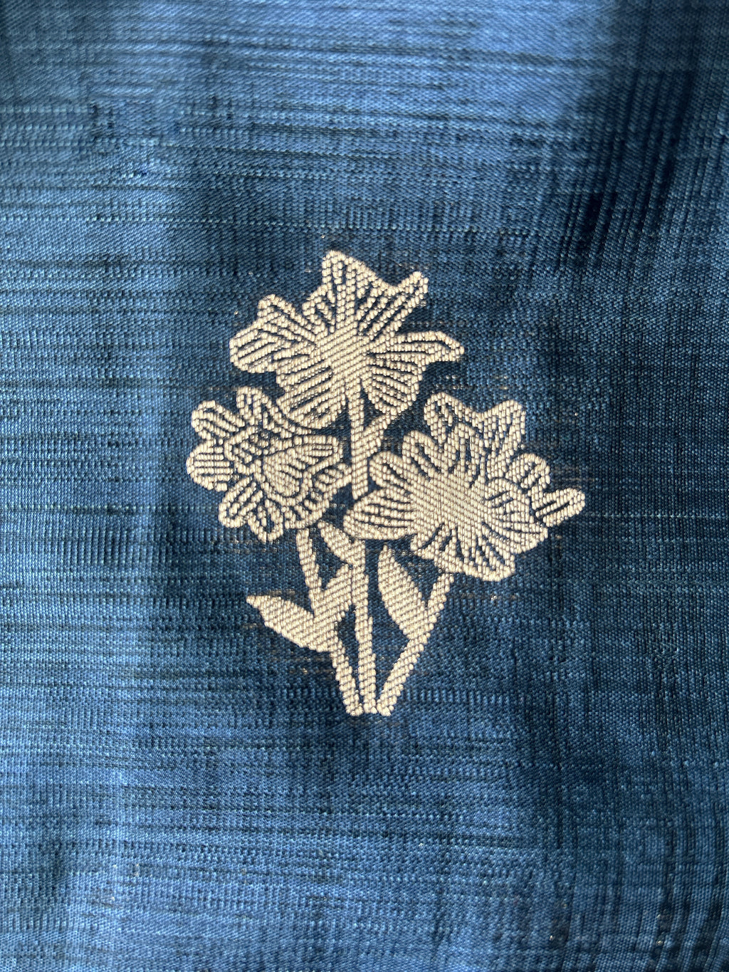 Flower Motif Cotton Silk - Navy Blue