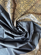 Flower Motif Cotton Silk - Navy Blue