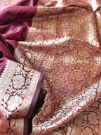 Big Border Soft Silk Saree - Wine