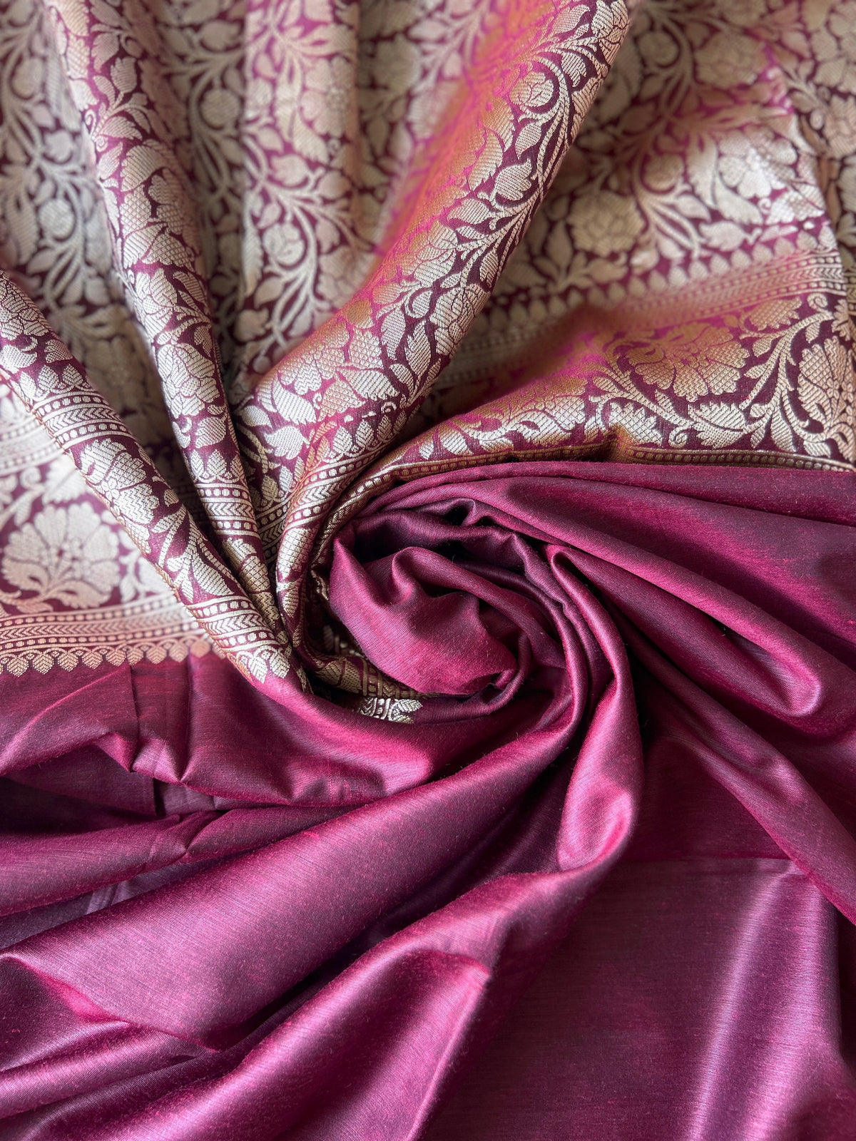 Big Border Soft Silk Saree - Wine