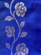 Rose Border Soft Silk Saree - Royal Blue