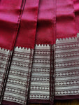 Mangalgiri Pattu Silk Saree with Rudraksh Border - Green & Red