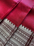 Mangalgiri Pattu Silk Saree with Rudraksh Border - Green & Red