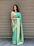 Malai Silk Saree - Pista Green