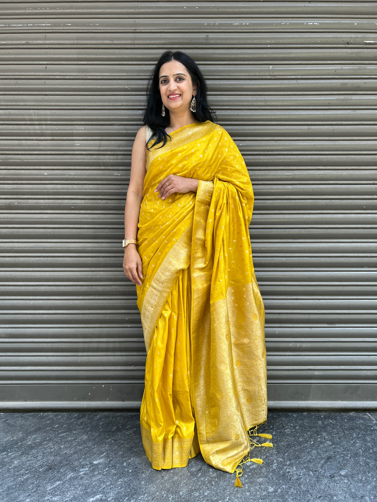 Malai Silk Saree - Yellow