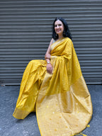 Malai Silk Saree - Yellow