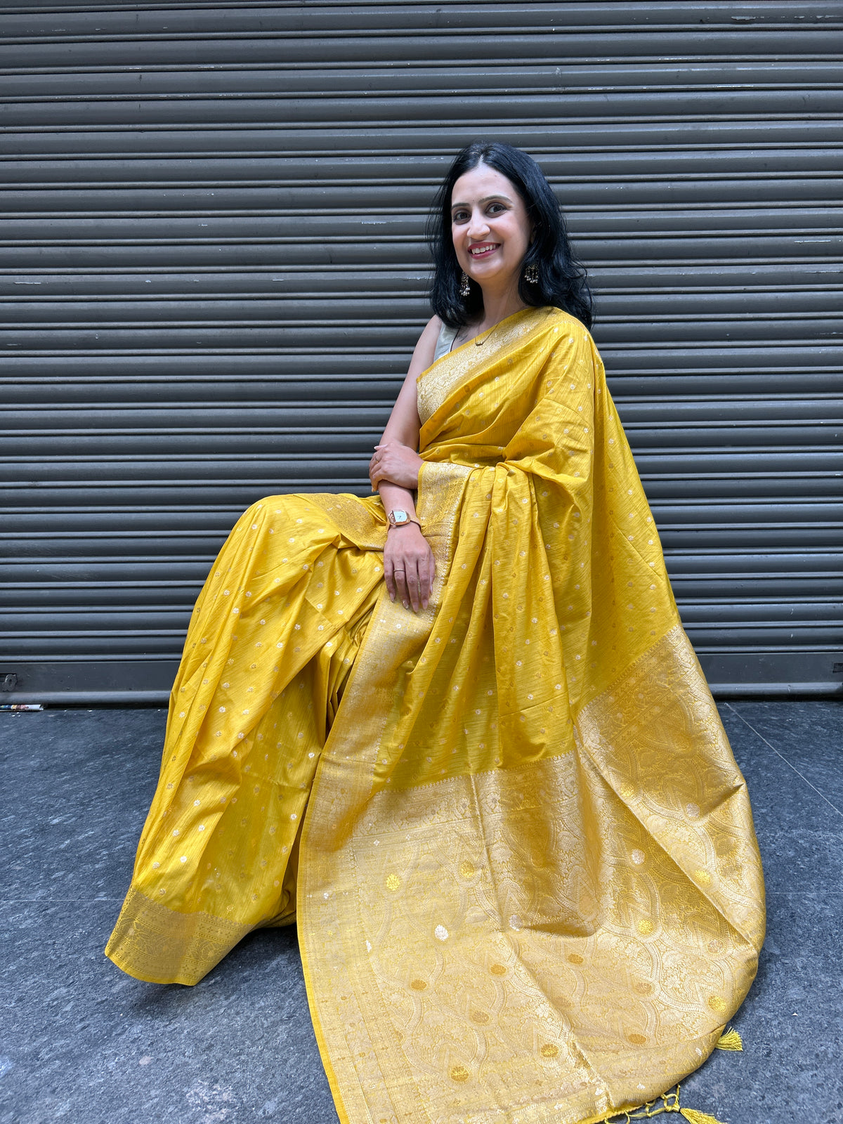 Malai Silk Saree - Yellow