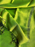 Mangalagiri Plain Cotton Silk Saree - Green