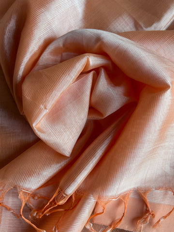 Mangalagiri Plain Cotton Silk Saree - Light Peach