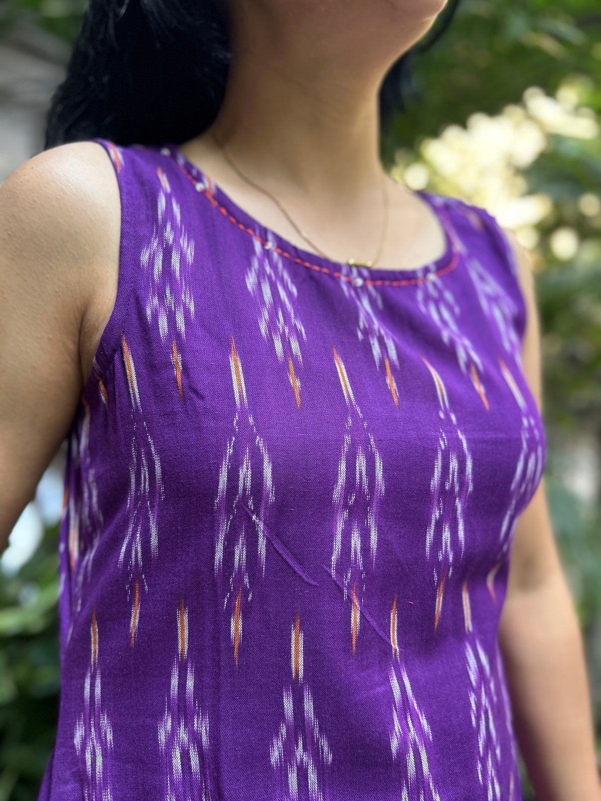 Woman's Casual Dress - Purple Ikat