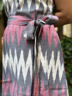 Ikat with Belt and Front Pockets - Pink & Grey