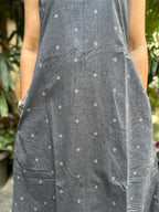Statement Cotton A-Line Dress -Grey