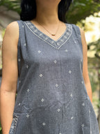 Statement Cotton A-Line Dress -Grey