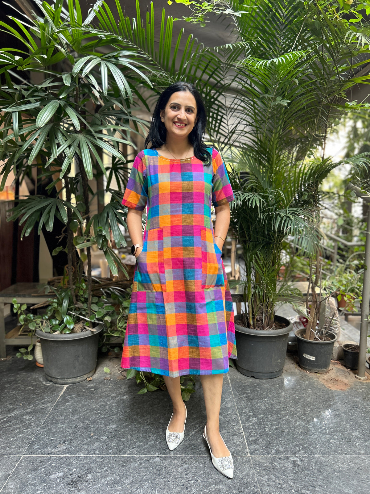 Woman's Casual Dress - Madras Checks
