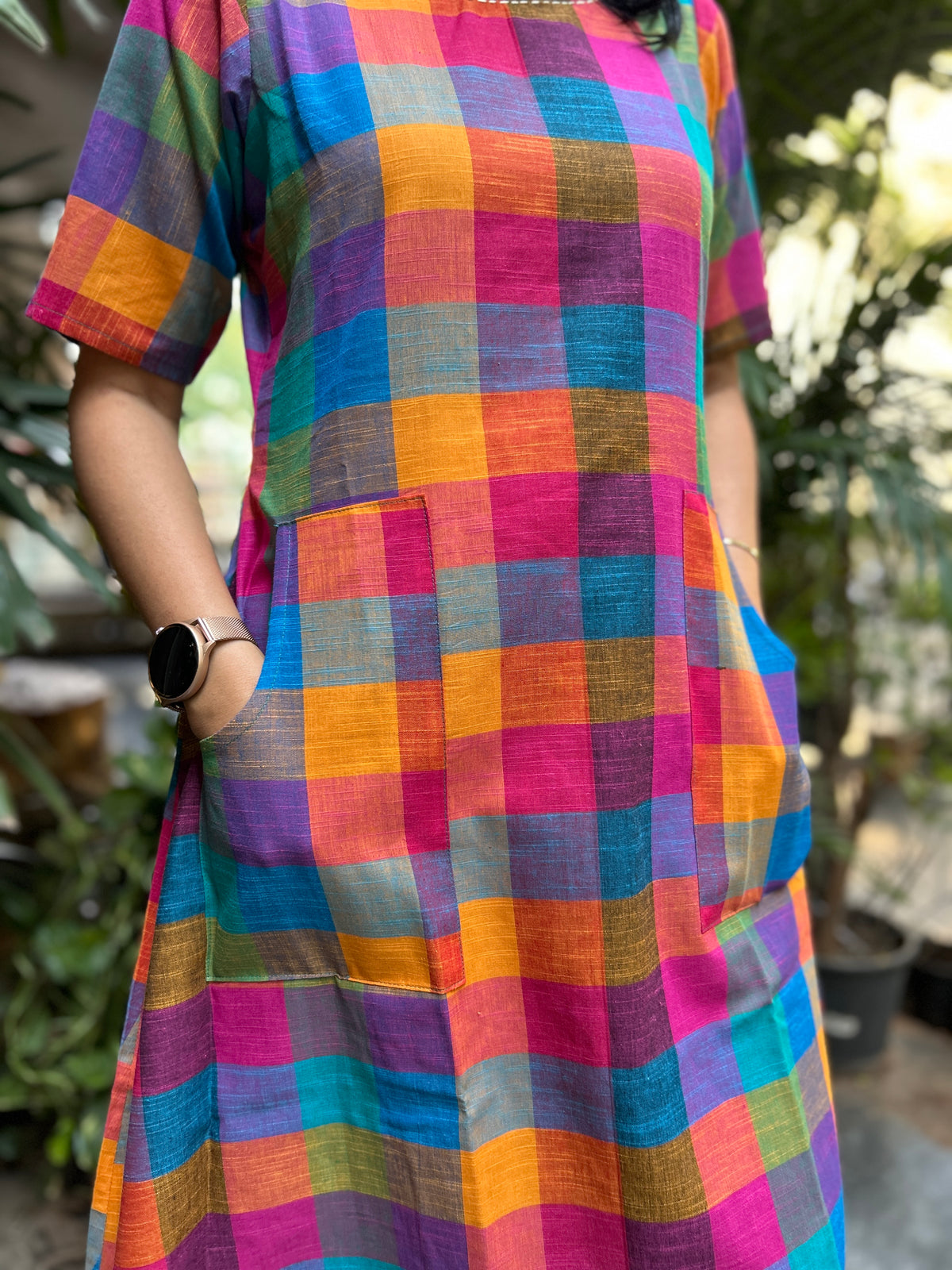 Woman's Casual Dress - Madras Checks