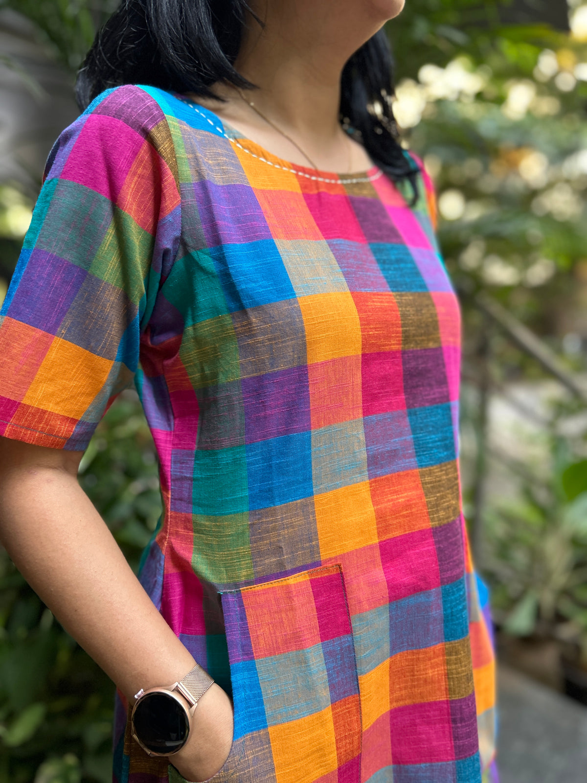 Woman's Casual Dress - Madras Checks