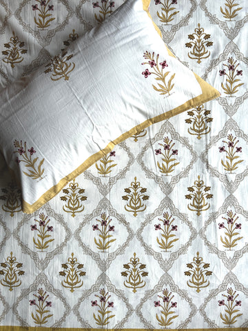 Baagh Double Bedsheet - Mustard Mughal