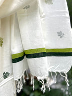 RUI - Organic Cotton Stole - Leaf Print - Green