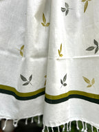 RUI - Organic Cotton Stole - Leaf Print - Green