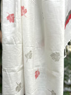 RUI - Organic Cotton Stole - Leaf Print - Red & Grey