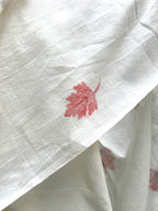 RUI - Organic Cotton Stole - Leaf Print - Red & Grey