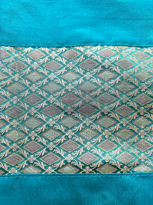 Brocade Cushion Cover - Peacock Blue