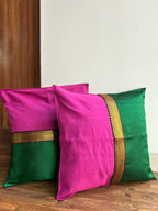 Khun Cushion Cover - Green + Pink