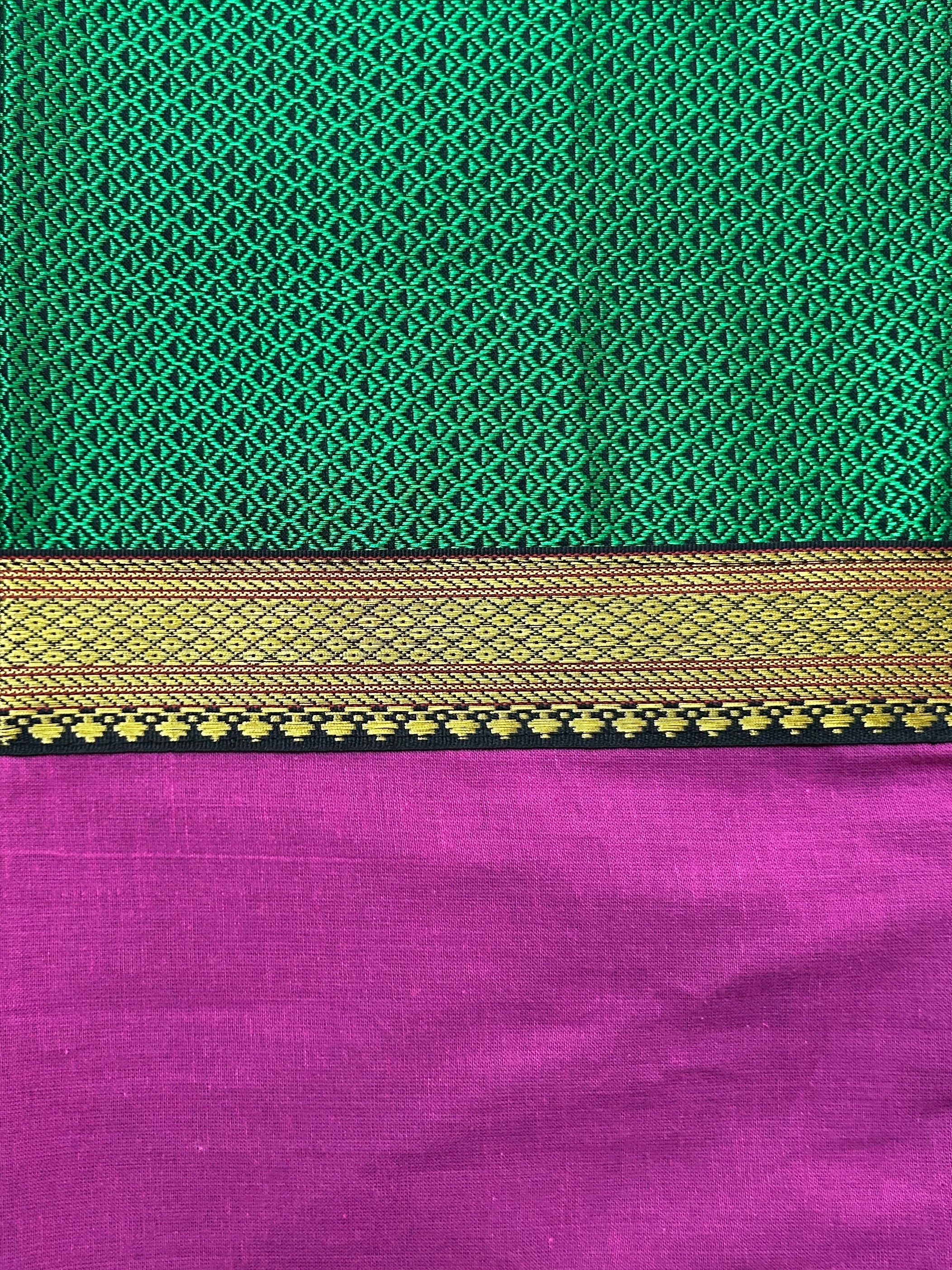 Khun Cushion Cover - Green + Pink