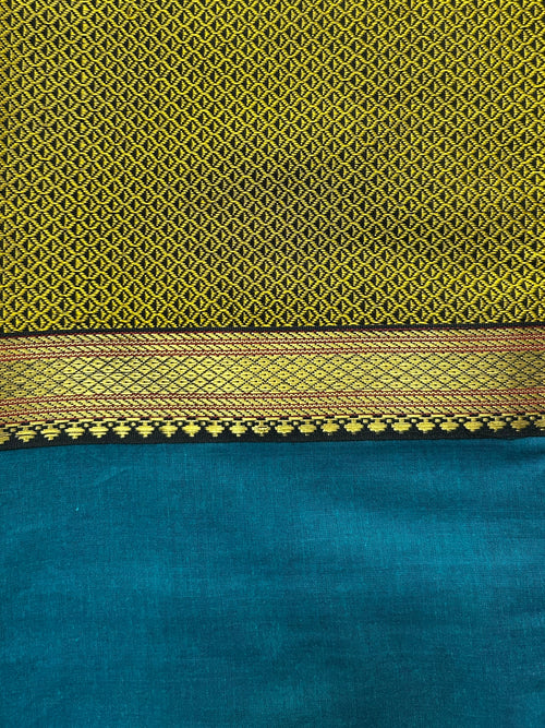 1 Piece Festive Cushion Cover - Yellow Khun + Blue