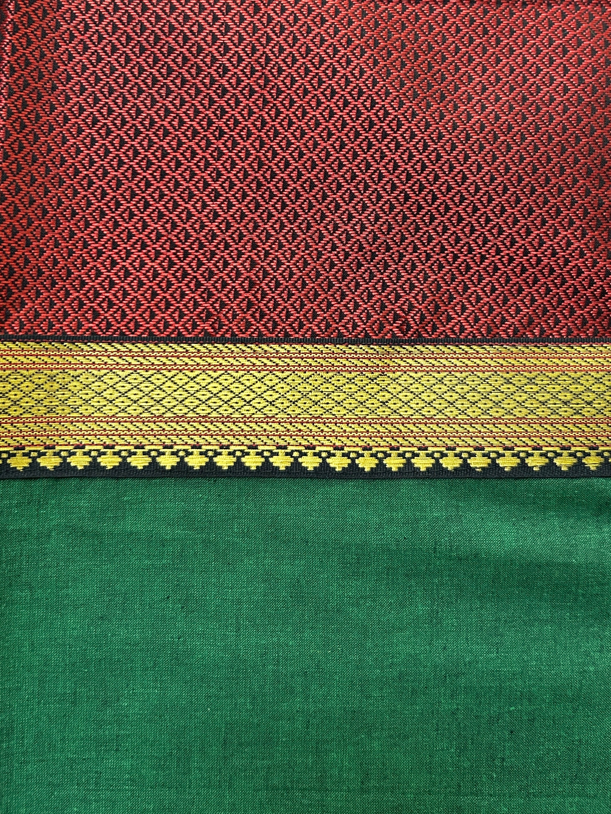 Khun Cushion Cover - Maroon + Green