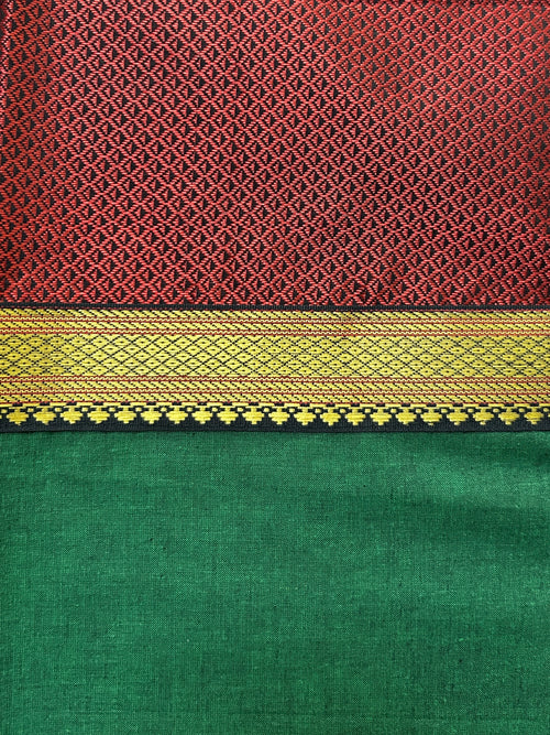 1 Piece Festive Cushion Cover - Maroon Khun + Green