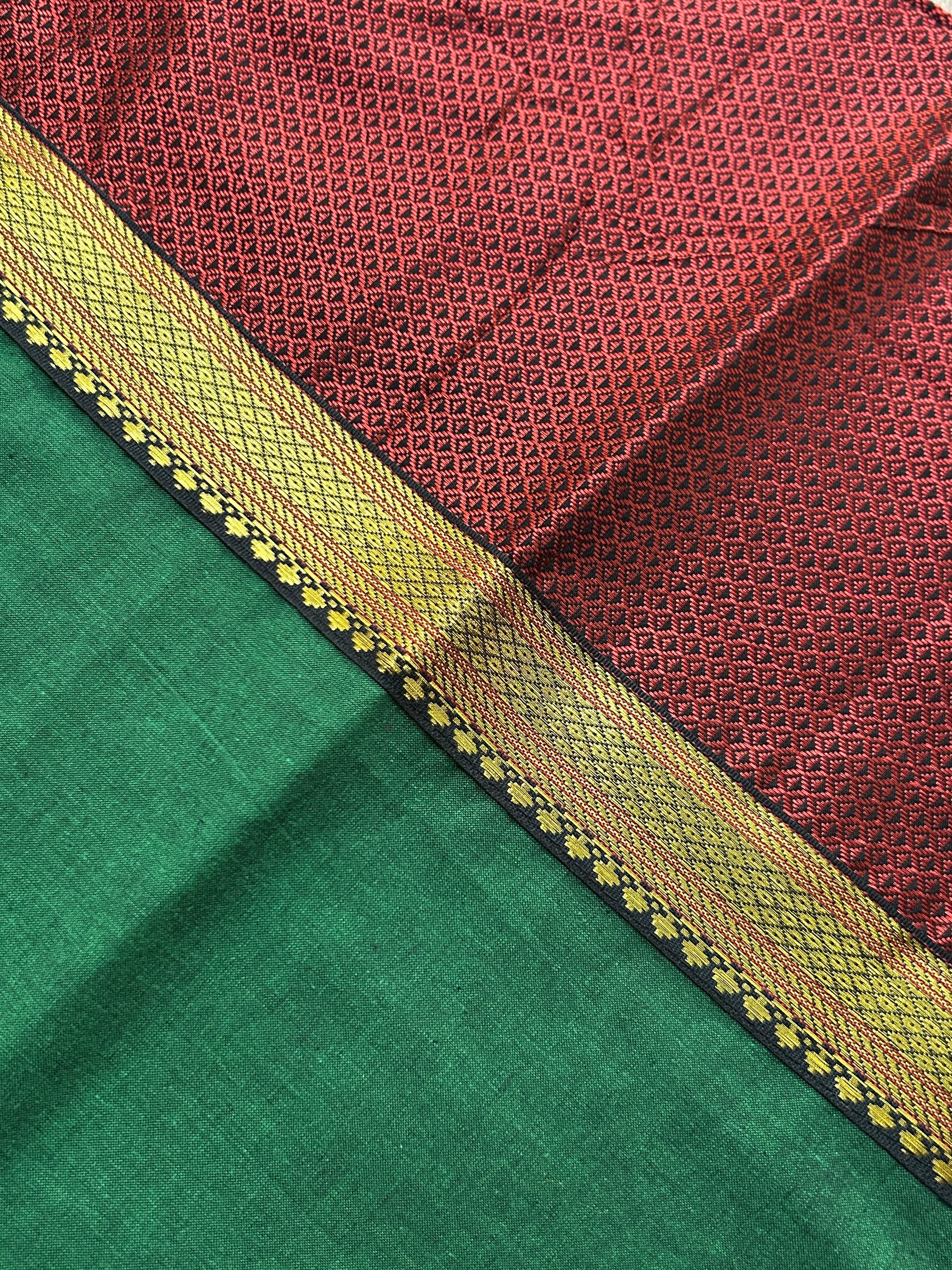 Khun Cushion Cover - Maroon + Green