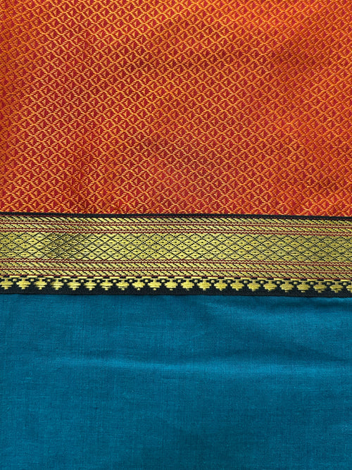 1 Piece Festive Cushion Cover  - Orange Khun + Blue