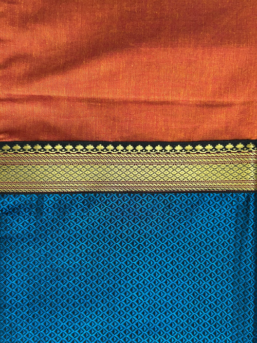 1 Piece Festive Cushion Cover - Blue Khun + Orange