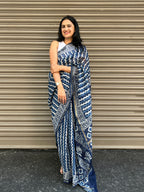 Chanderi Silk saree - Indigo